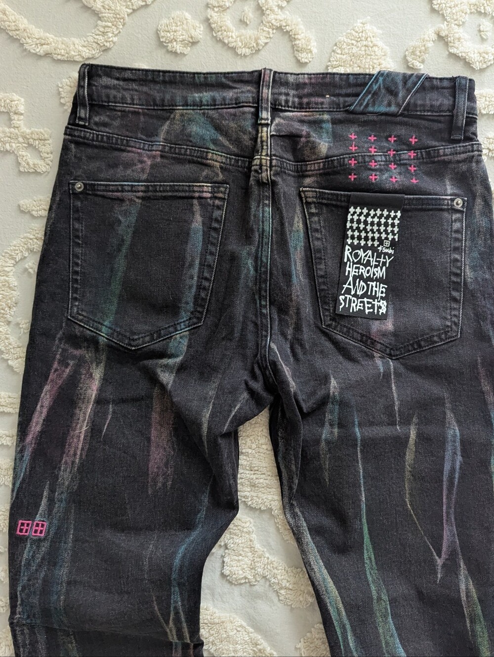 Ksubi Chitch Pink Refrakt Black Wash Jeans Streetwear Designer Denim 34 - Picture 5 of 14